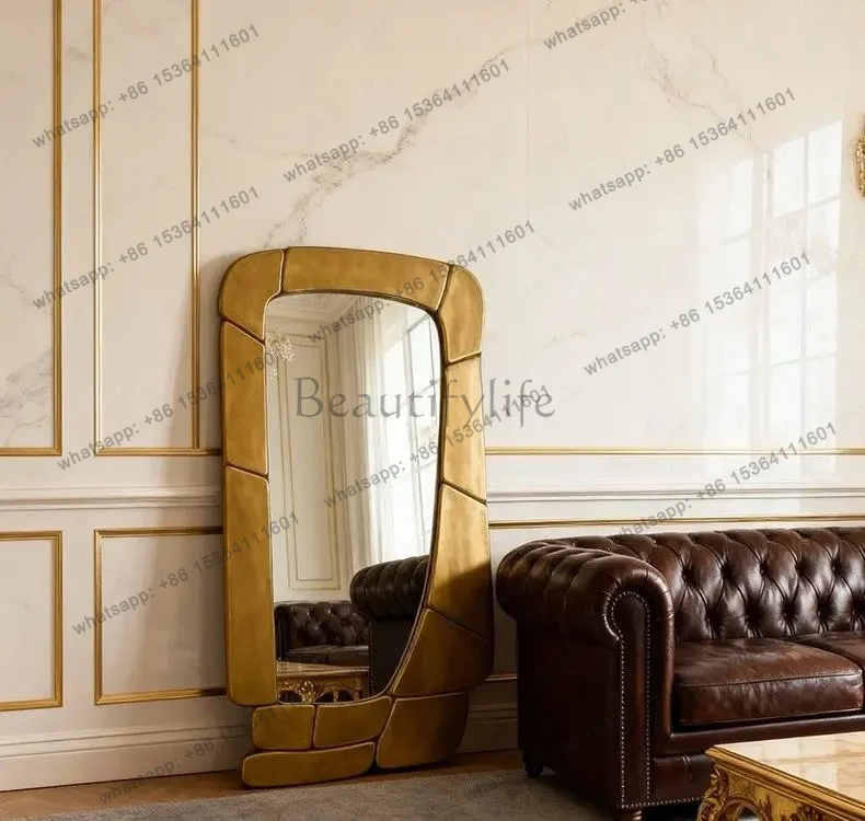 YJ French fitting mirror medieval special-shaped full-body mirror art floor-to-ceiling wall hanging home decoration