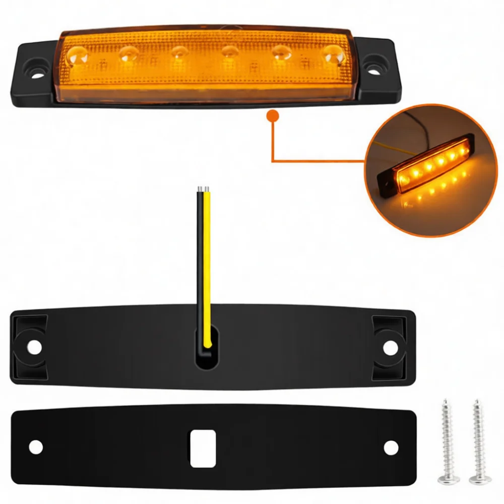 Universal 6LED Side Marker Light 12V 24V Trailer Truck Bus Clearance Lamp Signal Indicator Waterproof Running Safety Light