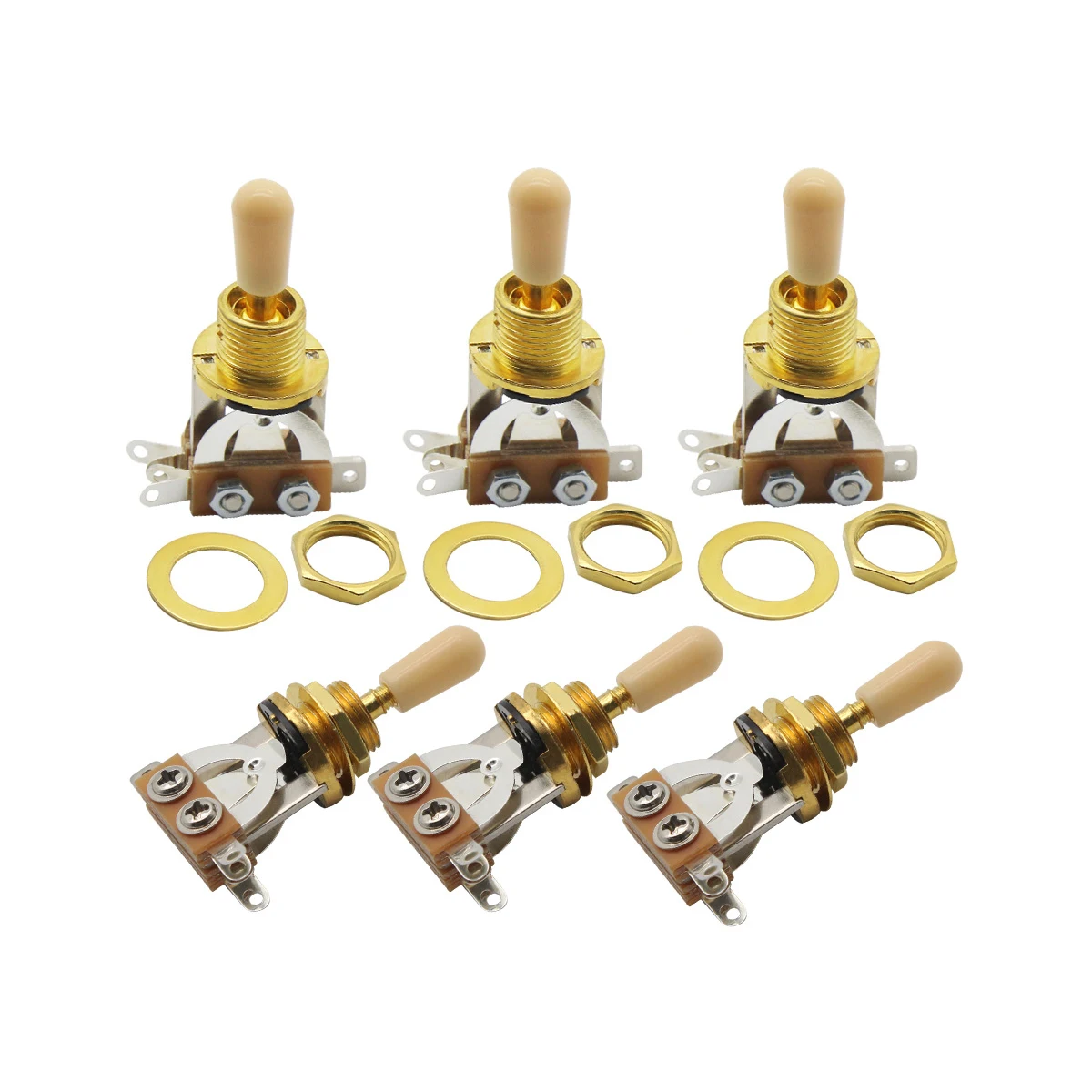 FLEOR 6 uds interruptor de guitarra Selector de pastilla de 3 vías con tapas para piezas de guitarra, 3 colores a elegir