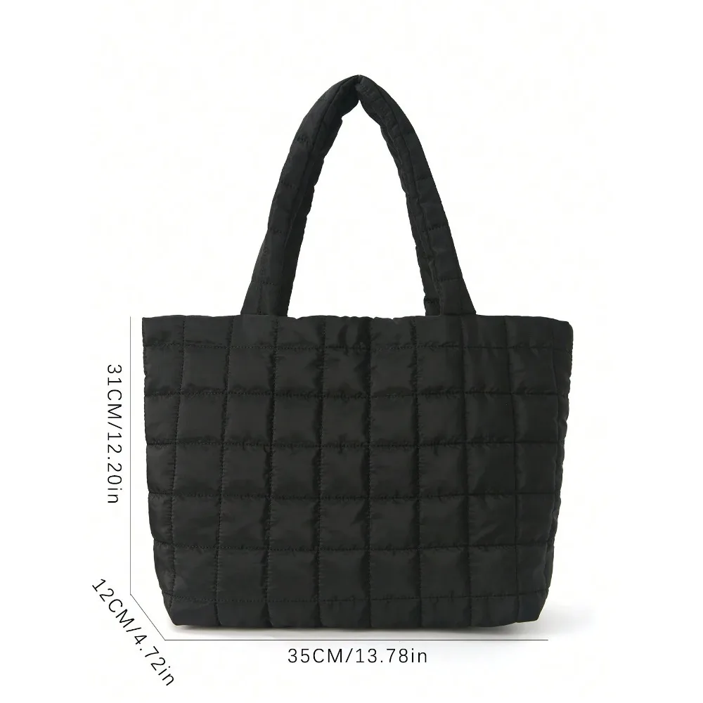 1 Pc Minimalist Quilted Puffy Tote Bag, Large Capacity Crossbody Bag, Trendy Padded Shoulder Bag For Women For Daily Commute image 5