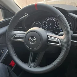 Hand Stitched black non-slip Genuine Leather Car Steering Wheel Cover For Mazda CX-30 CX30 2020-2023 Mazda 3 Axela 2021 parts