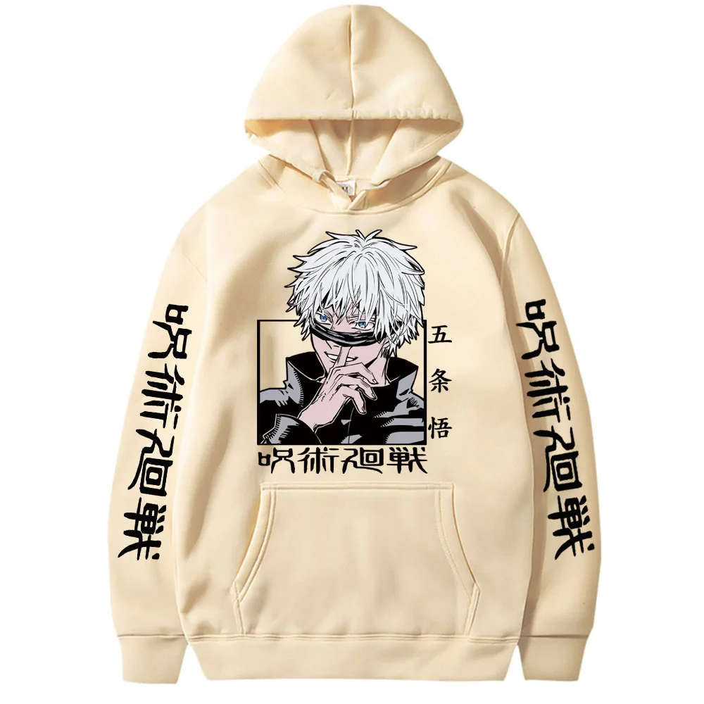 Anime Gojo Satoru jutsu kassen Hoodie Harajuku Hip Hop Pullover atasan hadiah penggemar