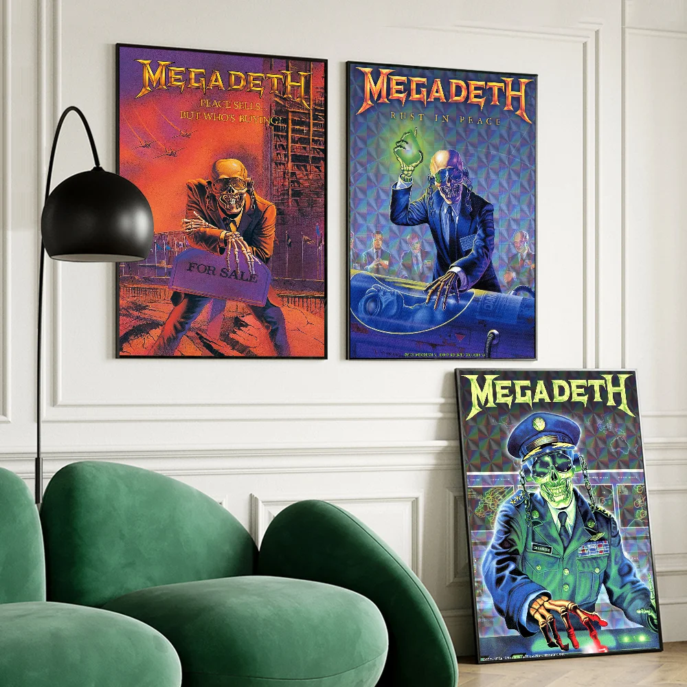 

Vintage Megadeths Heavy Metal Rock Band Self-adhesive Art Poster Whitepaper Prints Posters Artwork Home Decor