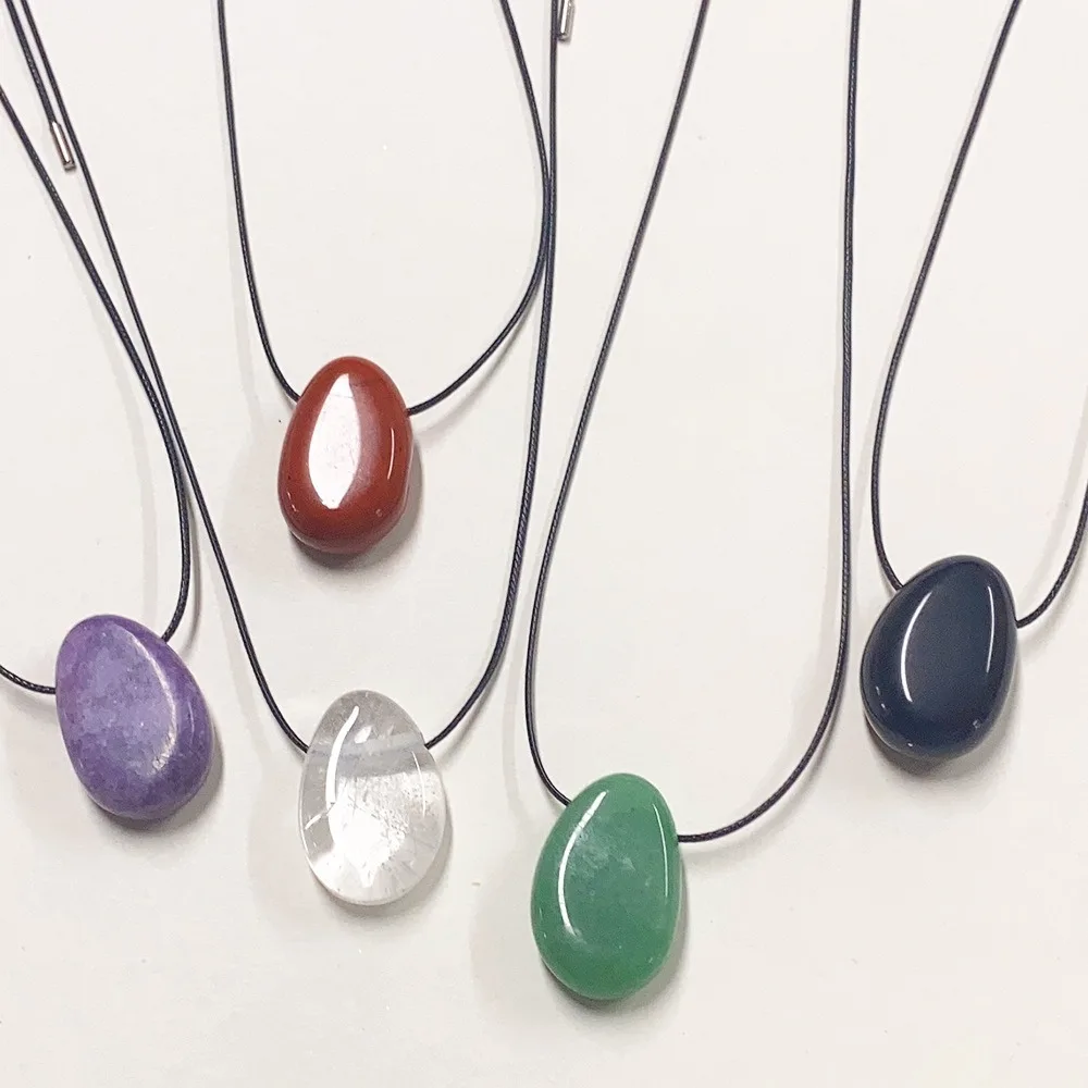 Модный аксессуар, ожерелье с подвеской из камня, черная веревка, колье, регулируемые модные ожерелья