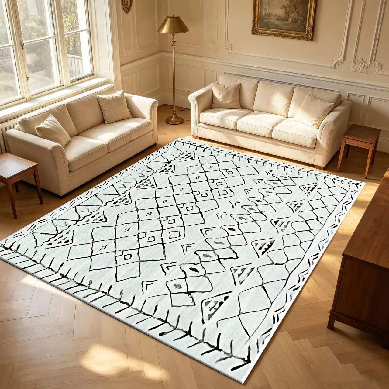 Boho Geometric Tribal Style Carpet Flooring Indoor Home Living Room Bedroom Decorative Area Rug