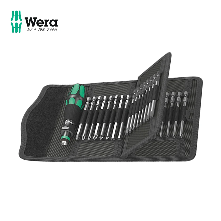 WERA 33 Pieces Kraftform Kompakt 62 Drill Bit Screwdriver Set Suitable for Manual and Power Tool NO.05059297001