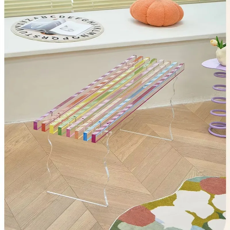 

New creative rainbow bench home door shoe changing stool clothing store acrylic chair