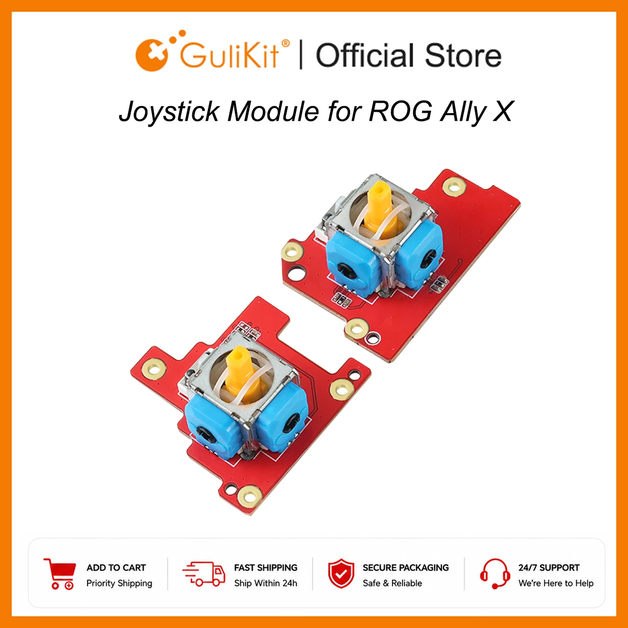 GuliKit Module de joystick à effet Hall pour ROG Ally X, manette analogique anti-dérive pour remplacement de réparation d'accessoires de jeu Ally X