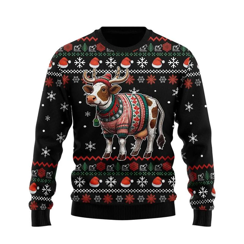 Divertente brutto maglione natalizio da uomo, regalo pullover natalizio girocollo a maniche lunghe, morbido novità per feste, vestibilità ampia