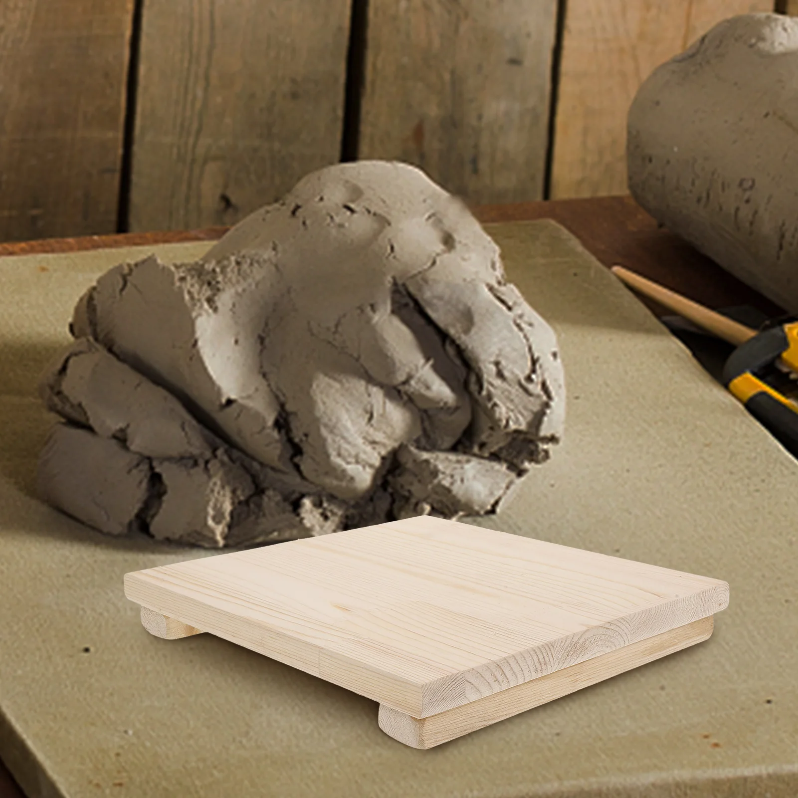 

Solid Wood Clay Clay Statue Drying Base 24x24x1.7cm Handmaking Sculpture Board Tools Wooden Mud Board Drying Bench