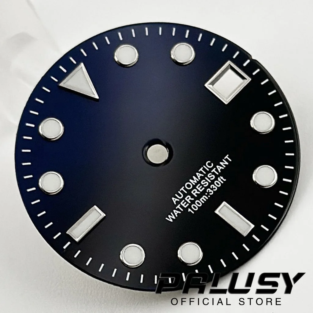 Nh35 29mm Blue Black Sterile Watch Dial Blue Luminous Watch Face for NH35/NH35A/4R/7S Movement Replacement Parts