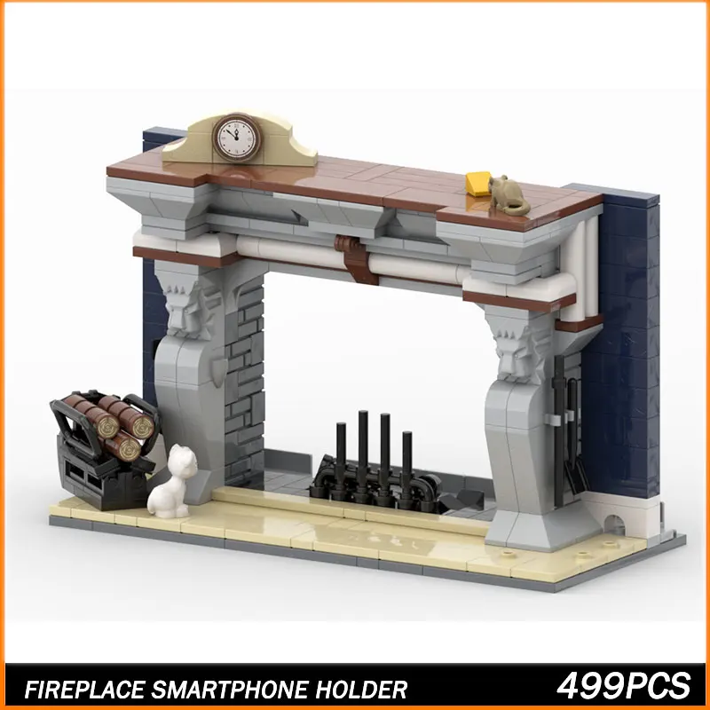 

MOC Building Block MOC Street View Series Fireplace Smartphone Holder Model Brick Toys Particle Creative Education Xmas Gifts