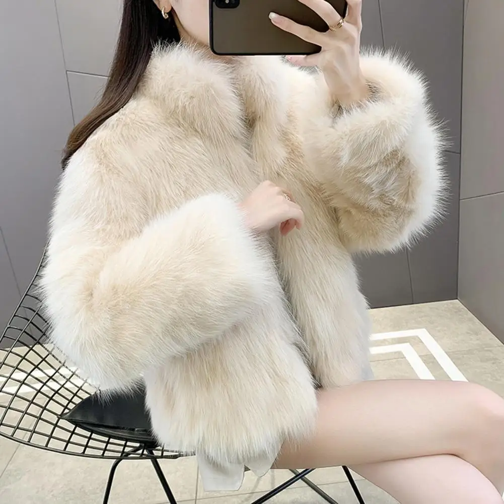 Autumn Winter Oversized Loose Casual Luxury Soft Thick Warm Hairy Faux Coat Women Long Sleeve Fluffy Jacket 2024