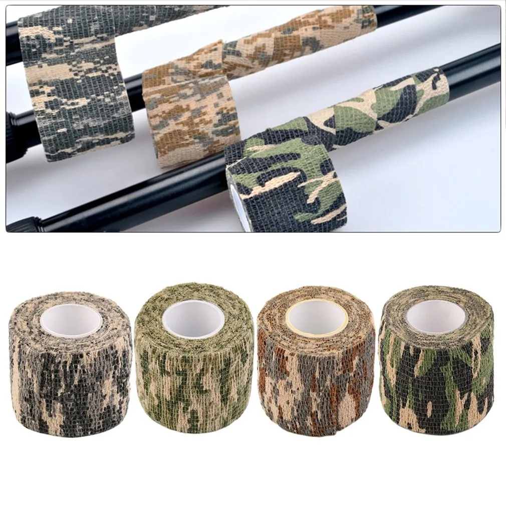 1pc Camouflage Invisible Tape Form Reusable Self Cling Camo Hunting Rifle Fabric Elastic Wrap Tape Army Outdoor Hunt Accessories