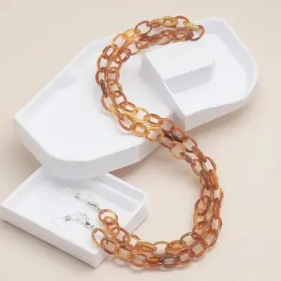 

1pc Glasses Chain Anti-Lost Cord Sunglasses Eyewear Keeper Lanyard Beaded Accessories Brown Durable Acrylic Universal Fit