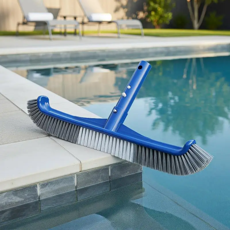 Heavy Duty Swimming Pool Brush Head Stiff Durable Bristles Curved Design Easy to Install for Pool Spa Hot Tub Maintenance