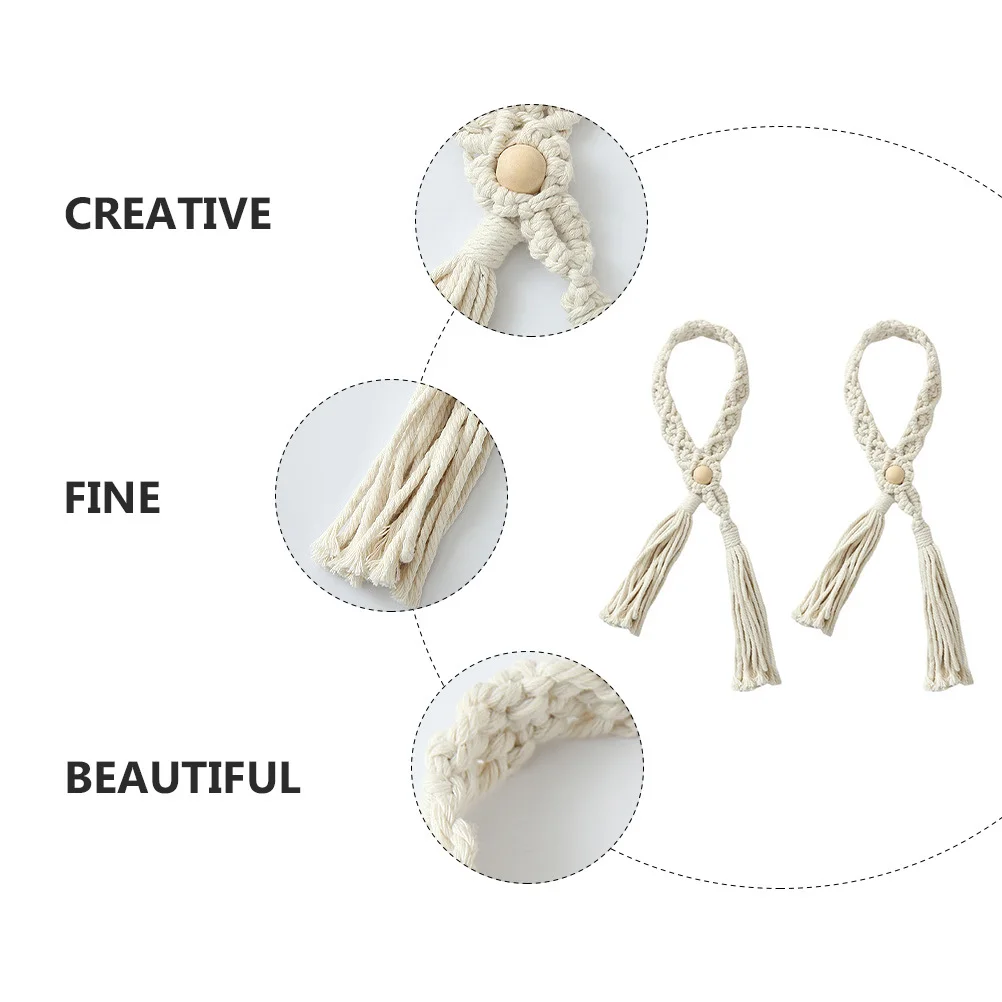 

2Pcs Chic Bohemian Hand Knitting Curtain Holders Beautiful Design for Living Room Bedroom Hotel Decor Curtain Tieback