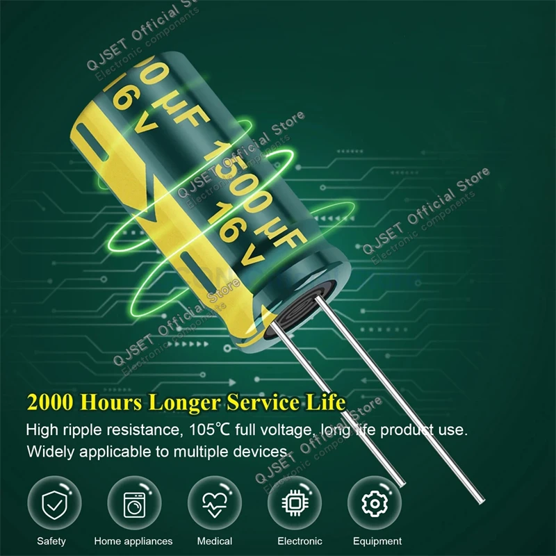 JCCON 6,3V 10V 16V 25V 35V 450V 100V 400V 100UF 220 330 470 680 1000 1500 2200 3300UF Hochfrequenz LOWESR Aluminium-Kondensatoren – Detail 8