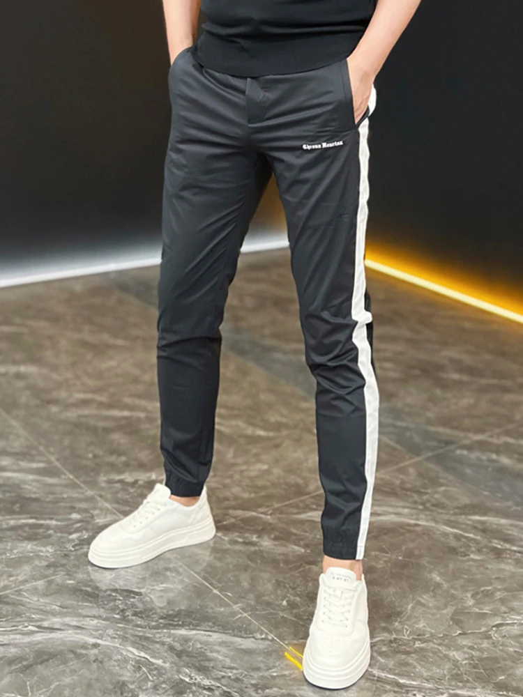 

Qui Dry Ice Silk Men's Summer Lightweight Spor Casual Pants Slim Fit Versatile Air Conditioning Trousers Faionable Yout...