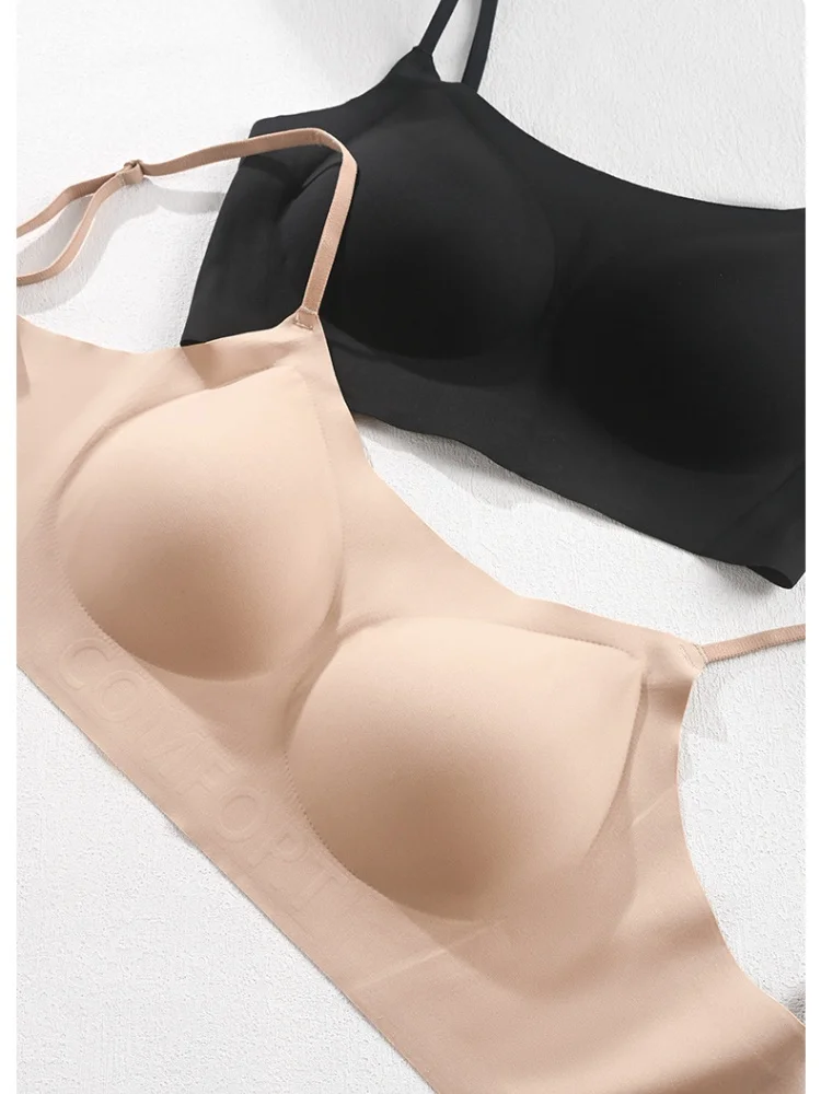 Birdtree 89% Silk 11% Spandex Bra,Women No Trace U-shaped Back Bralette Linerie Underwear,Soft Healthy New T56825JF