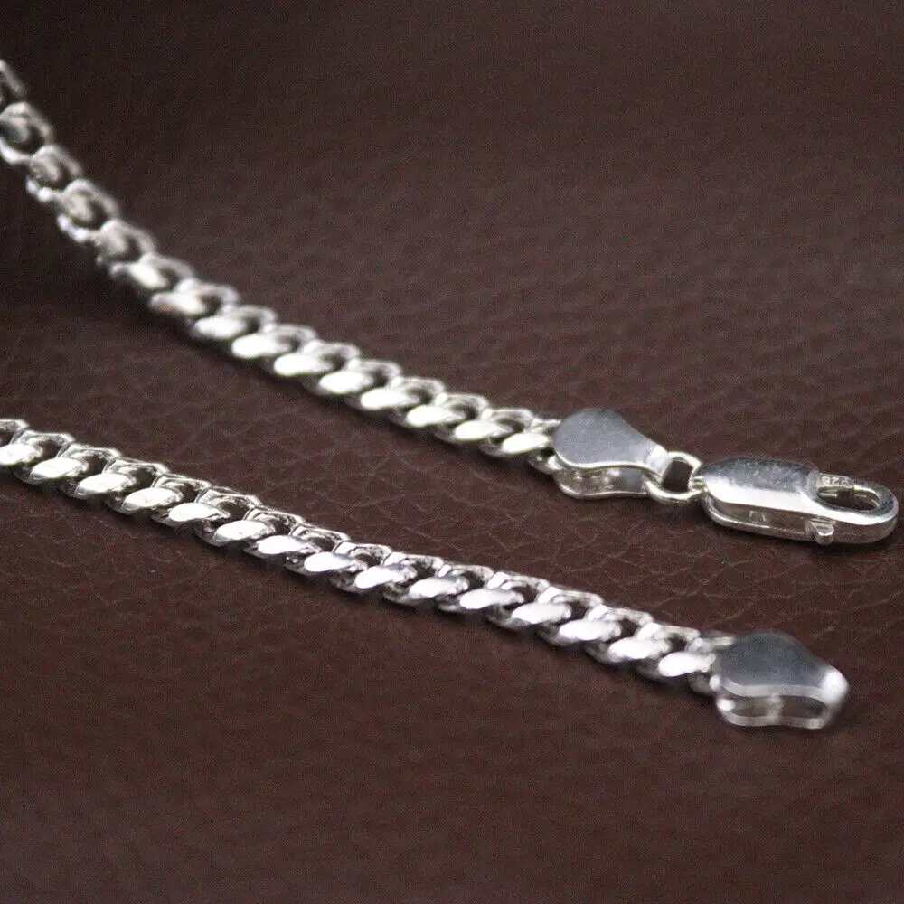 

Real 925 Sterling Silver 4mm Curb Link Chain Necklace 21.6inch L Recommend