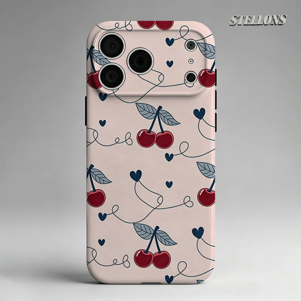 Phone Cases Cherry - Cherry Heart Line Art Phone Case