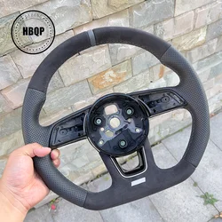 Fully perforated semi-perforated steering wheel for Audi A3 A4 A5 S3 S4 S5 2017-2022b9 leather flat bottom steering wheel sport