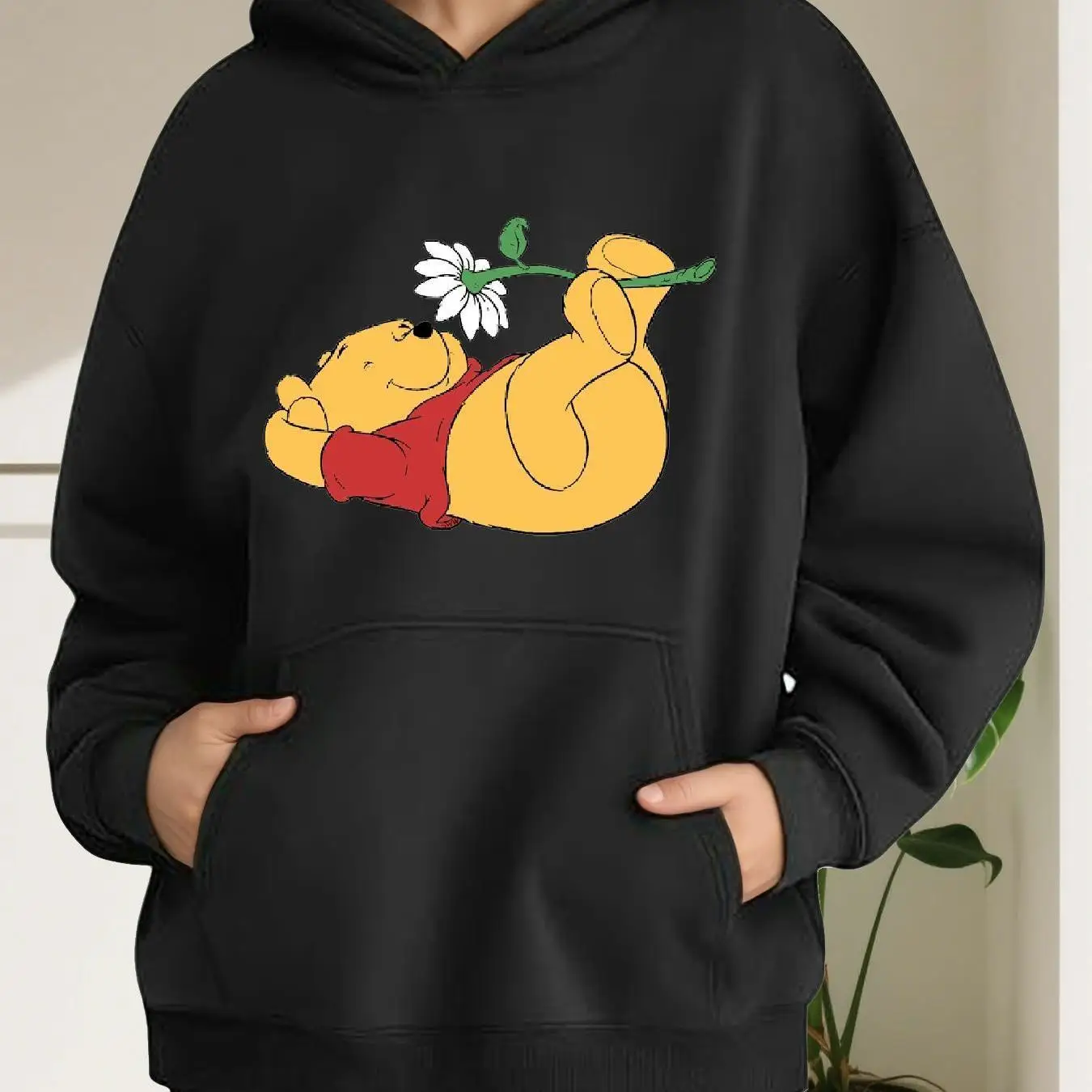 

Толстовки с капюшоном Disney Winnie The Pooh, модные толстовки унисекс большого размера, осенне-зимние флисовые повседневные универсальные уличные кофты