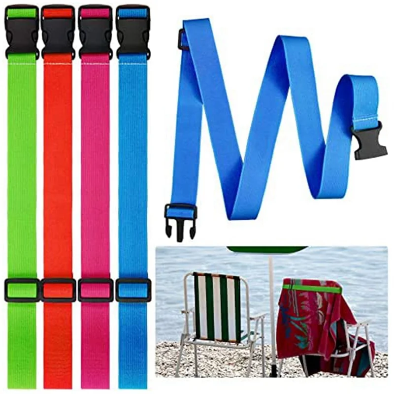 B28C-4 Stuks Strandlaken Clips Bands Elastische Handdoekbanden Stretch Stoelbanden Handdoekhouder Lichtgewicht Winddicht Voor Vakantie