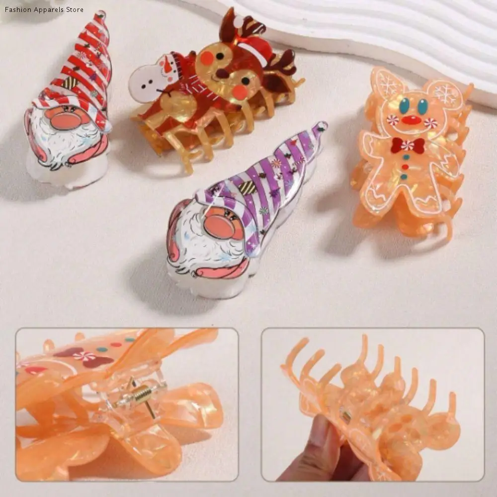 

Creative Elk Christmas Hair Claw Snowman Cute Acetate Shark Clip Cartoon Acetic Acid Xmas Grab Clip Girl