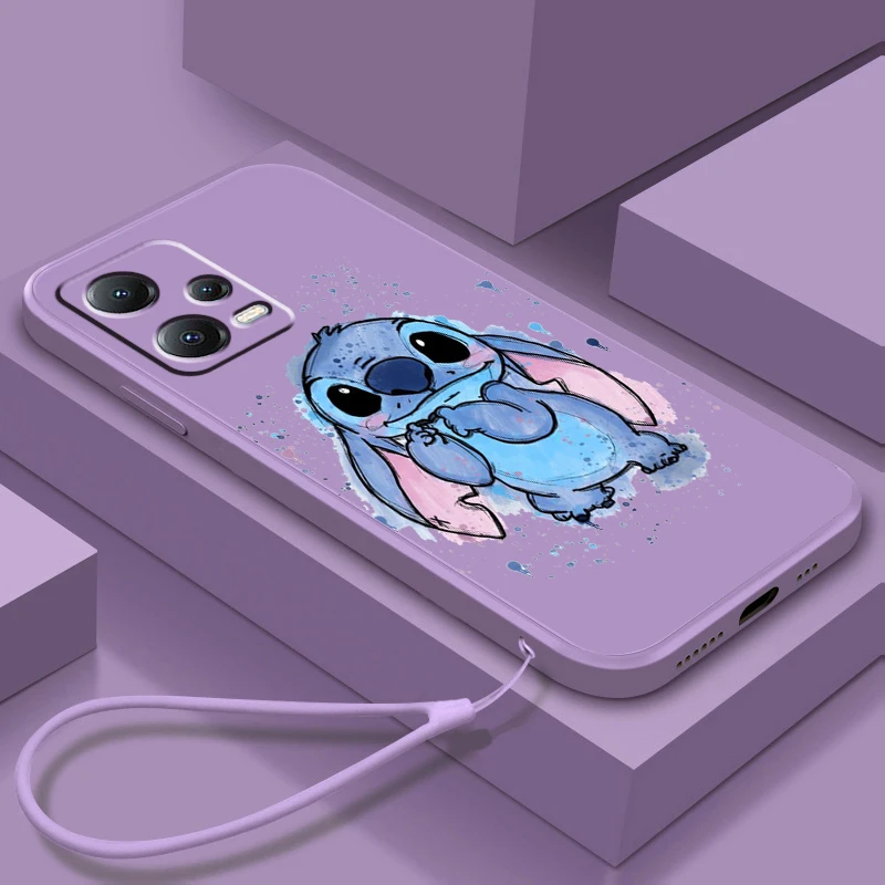 Stitch Lilo Cute Cartoon Disney Liquid Rope For Xiaomi Redmi Note 13 12 12S 12R 11 11T 11S 10 10S 9 Pro Plus 5G Soft Phone Case