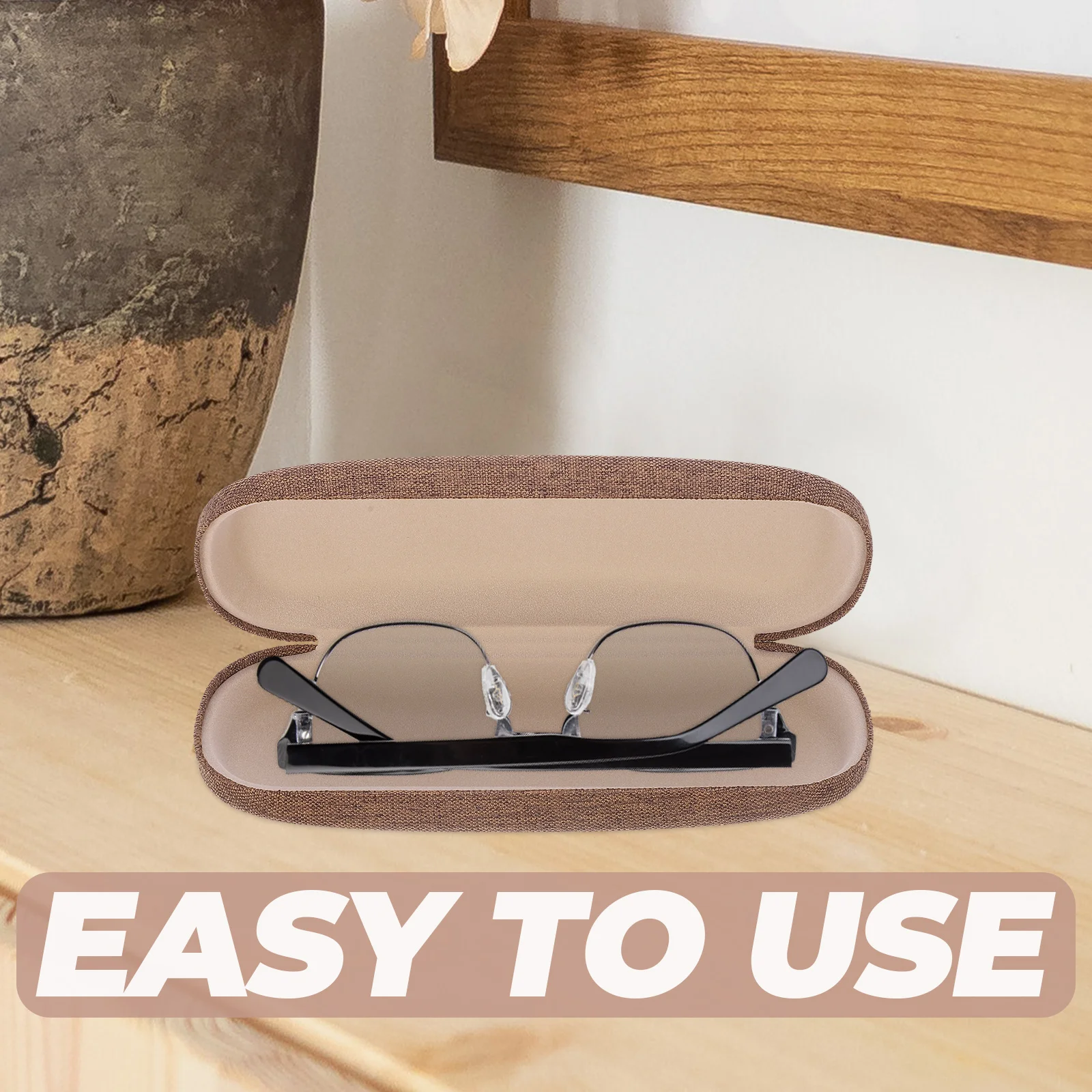 

1pc Linen Eyeglasses Case Khaki Glasses Box Retro Sunglasses Protector Durable Lightweight Gift Men Women Kids Storage Solution