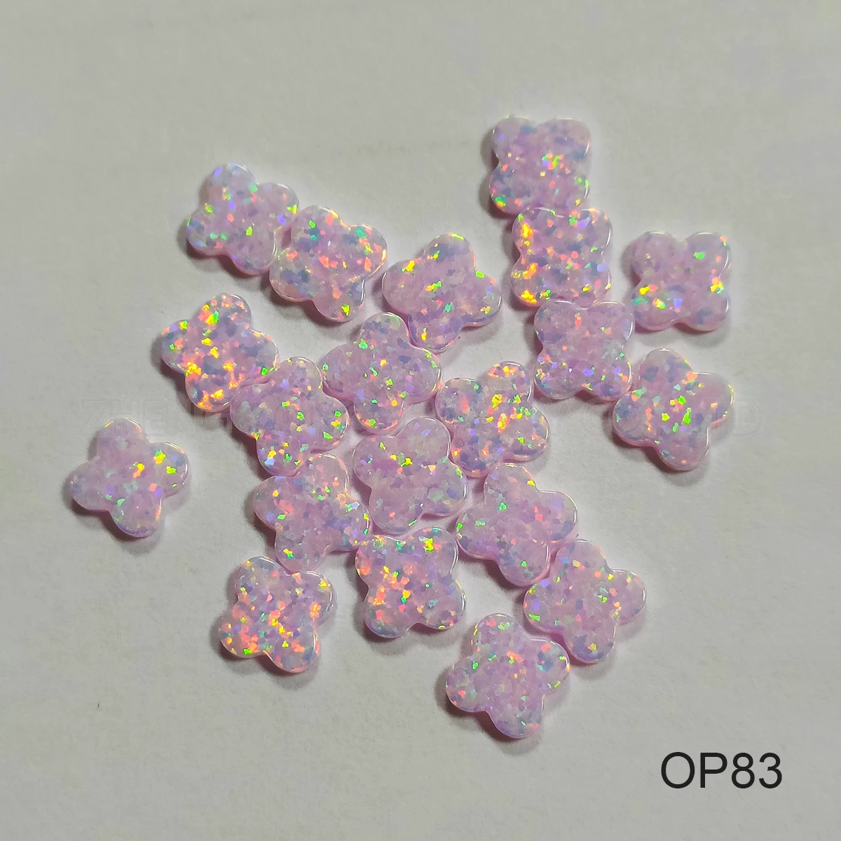 50pcs Lab Created Opal Beads for Jewelry Making Four Leaf Clover Blue Beads for Crafting Inlaying