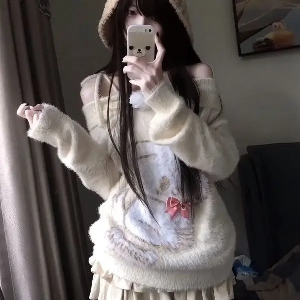 

Korean Y2K Sweet Spicy Pure Desire Spicy Girl Series Belted Design One oulder Loose Slimming Spring Autumn Women's Outerwea...