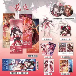 16PCS Honkai: Star Rail Sparkle Cosplay Laser Ticket Postcard Anime Figure Acrylic Stand Model Badge Brooch Pins Accessories