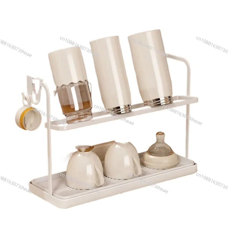 For Table Top Double-layer Cup Holder Upside Down Drain Rack Tea Set Tea Cup Water Cup Storage Rack High Appearance Level