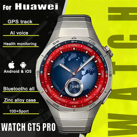 For Huawei GT5 Pro Smartwatch AMOLED Screen Bluetooth Calling GPS Tracking Heart Rate Compass NFC IP68 Waterproof Smartwatch