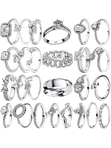 Vintage Moissanite Rings 925 Sterling Silver 6 Claws Cubic Zirconia Heart Crown Rings For Women Anniversary Fine Jewelry Gifts