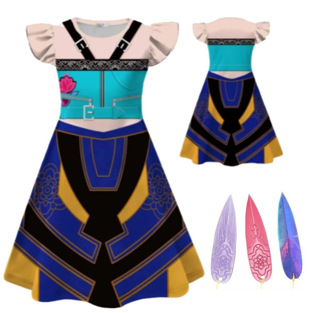 

Anime KPop Demon Hunters Huntrix Kids Cosplay Weapons Prop Costume Flying Sleeve Princess Dress Girls Halloween Party Dress Up