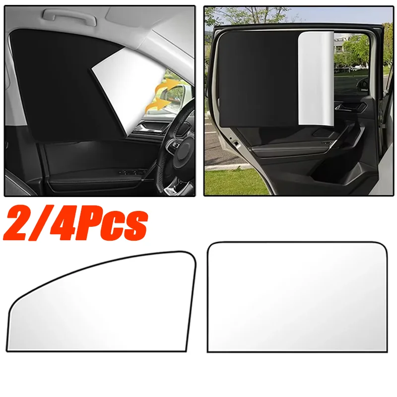 

2/4Pcs Car Side Window Sun Shade Magnet Privacy Curtains UV Reflection Anti Glare UV Block Sunshade for Front/Back Window