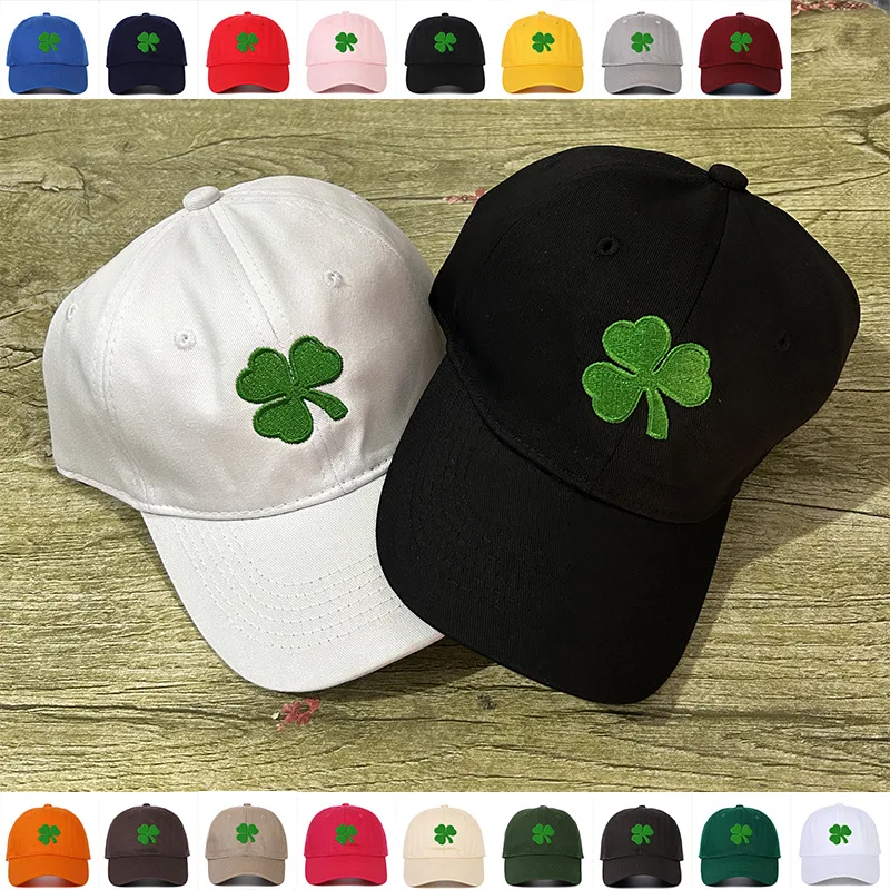 New soft-top baseball cap embroidered clover curved brim casual cap fashionable sun hat