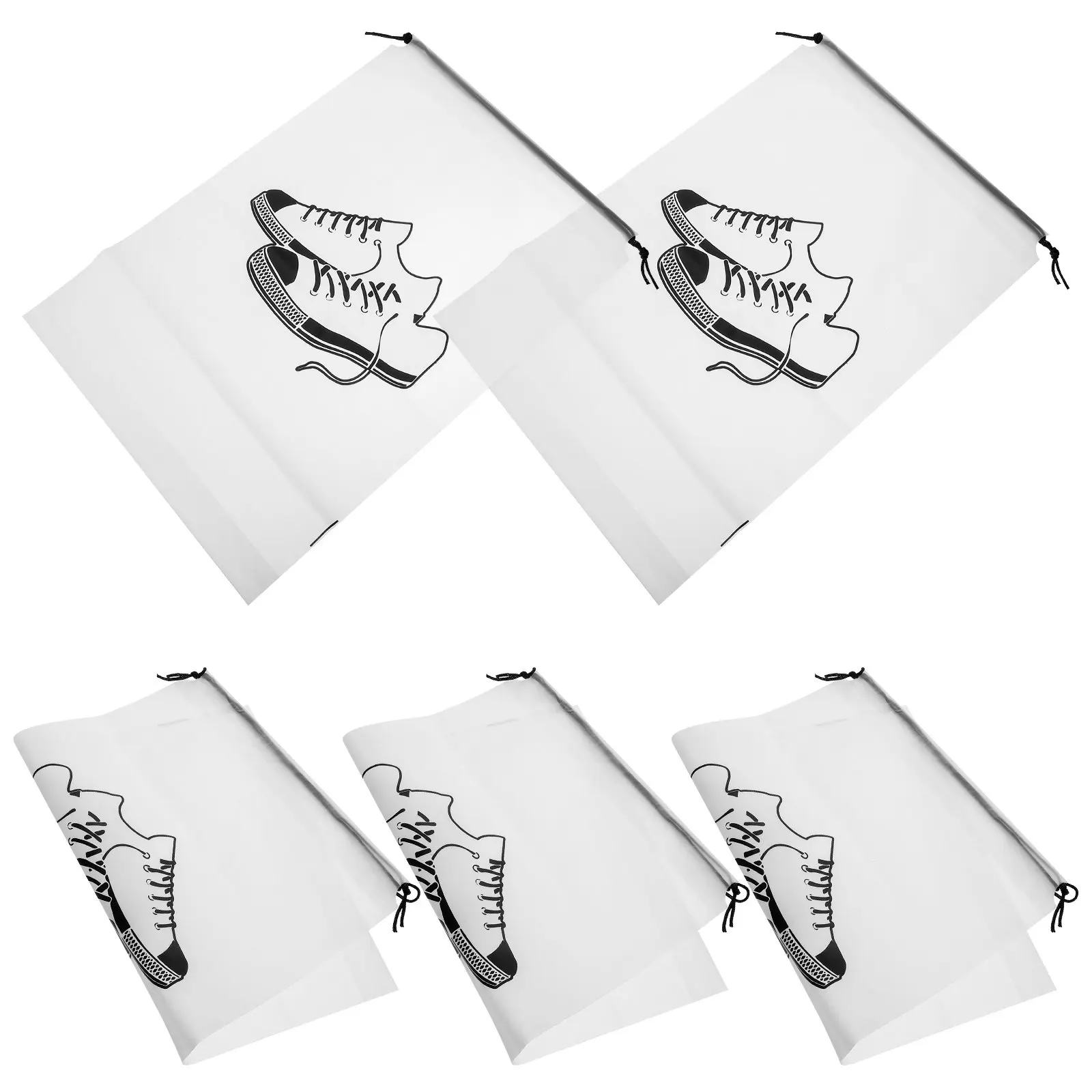 5 Pcs Packing Bags for Travel Shoe Drawstring Traveling Clear Plastic Storage Portable Travelling Organizer