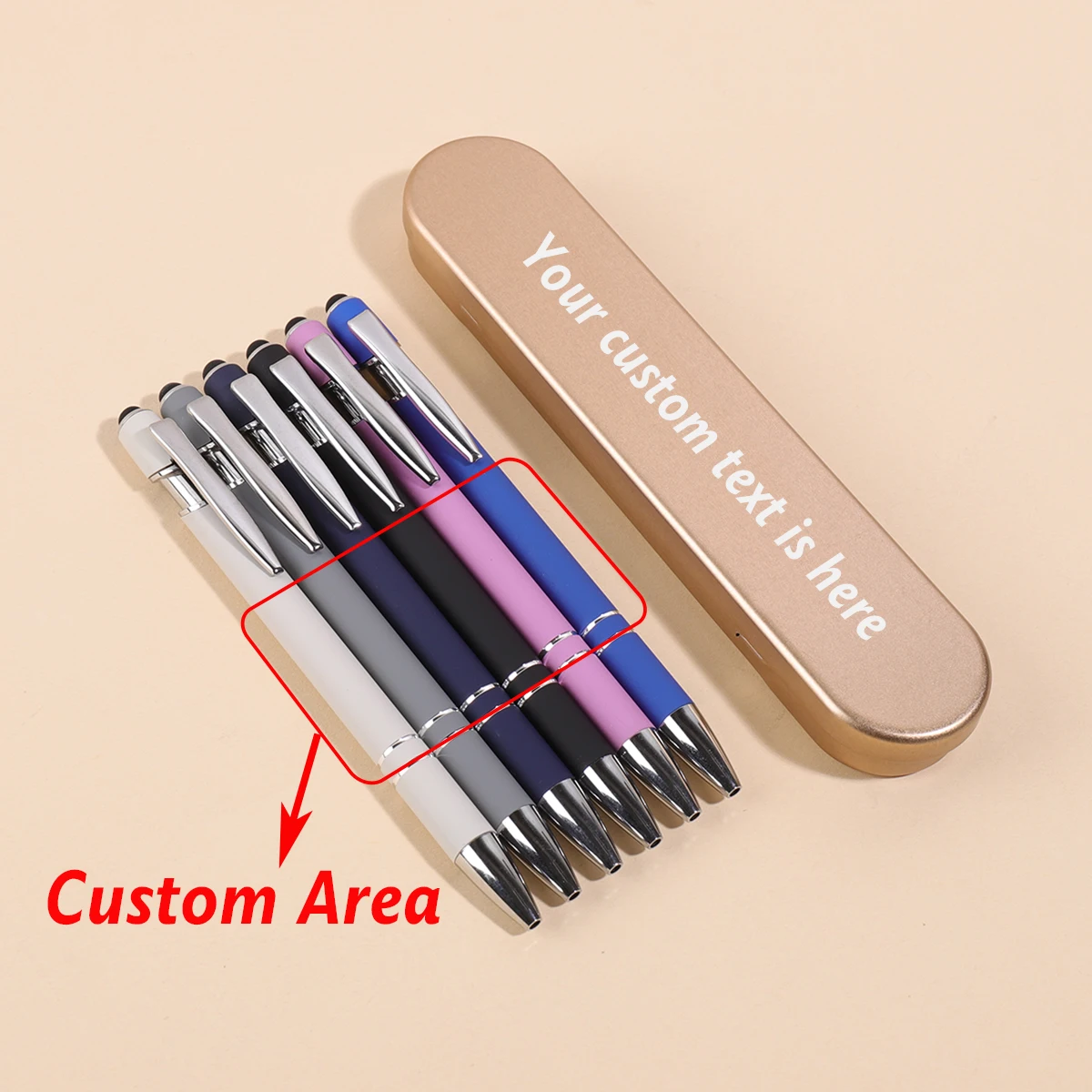 Personalized Custom Text Ballpoint Pen School Supplies Metal Push Pen Graduation Gift Customized Name Stylus Ballpoint Pen