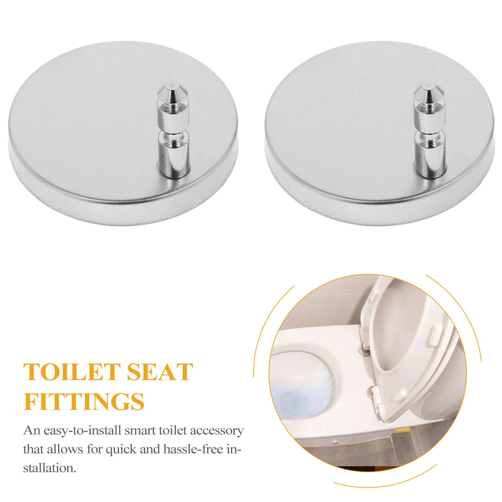 

2Sets Toilet Seat Hinges Pads Stainless Steel Fixings Durable Sturdy Convenient Installation Replacement Parts