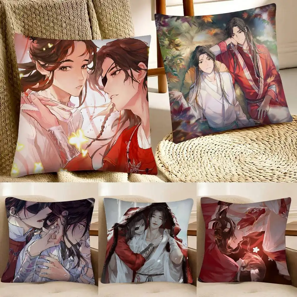 Heaven Officials Blessing Anime Pillow Case Fashion Square Pillowcase Bedroom Sofa Room Ins Decoration Leisure