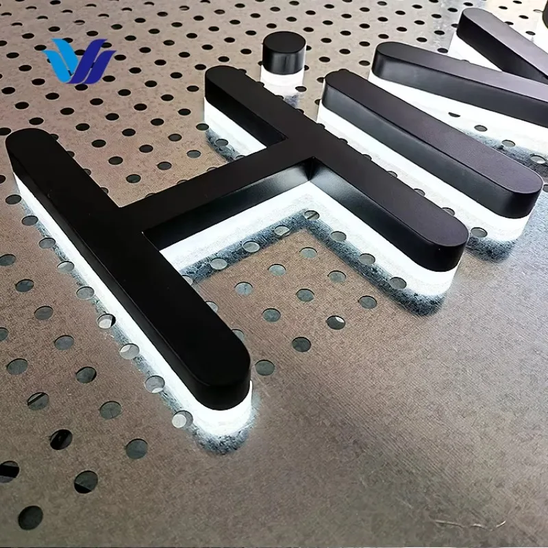 3D Back Light LED Acrylic Signage Letters Stainless Steel Outdoor Commercial Building & Business Sign for Shops