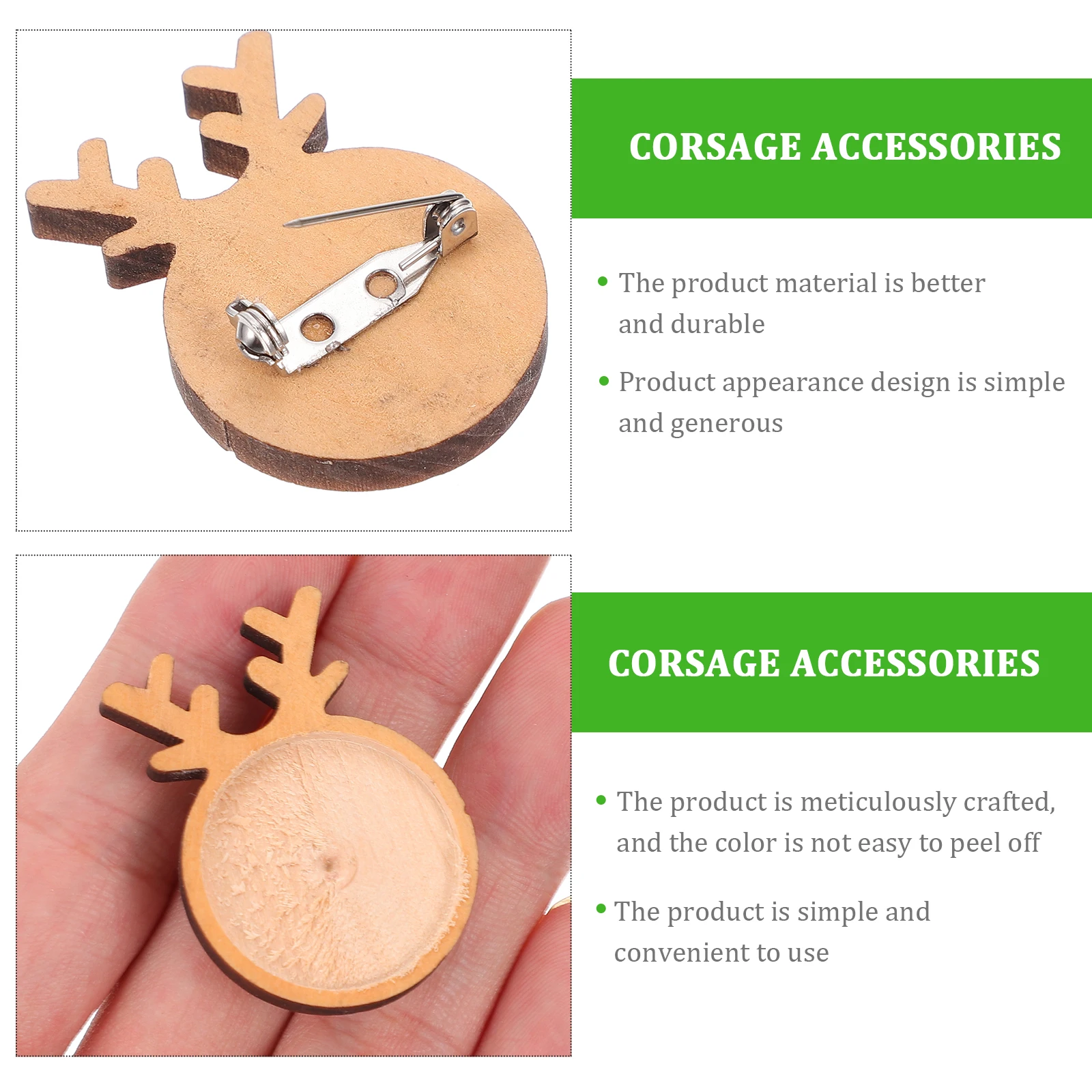 

5pcs Wooden Brooch Diy Base Manual Setting Breastpin Tray Accessories Practical Making Stainless Steel Lightweight Durable