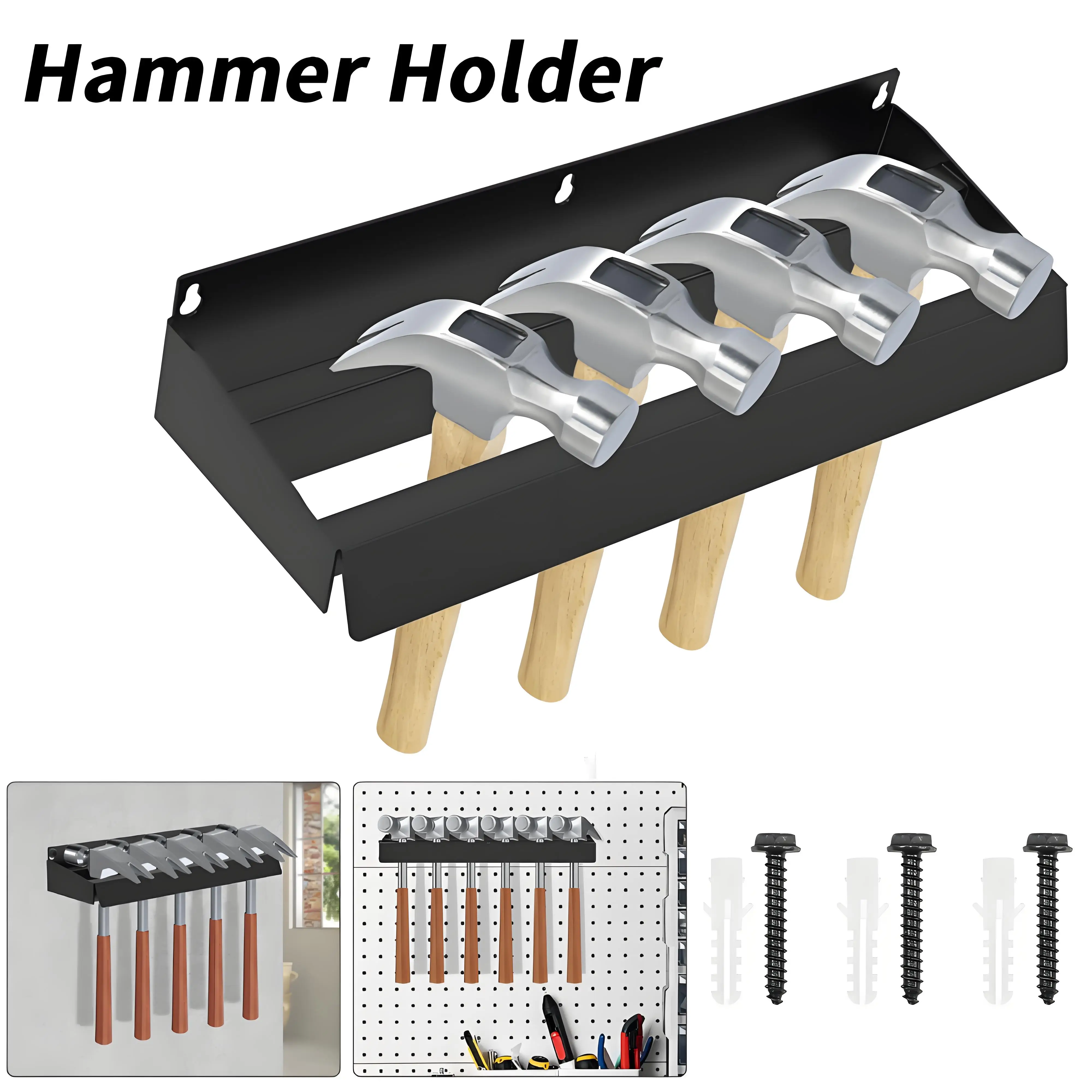 

Heavy Duty Steel Hammer Rack Organizer Wall Mounted Bracket for Garage For Workshop Shed Tool Storage Space Efficient Storage