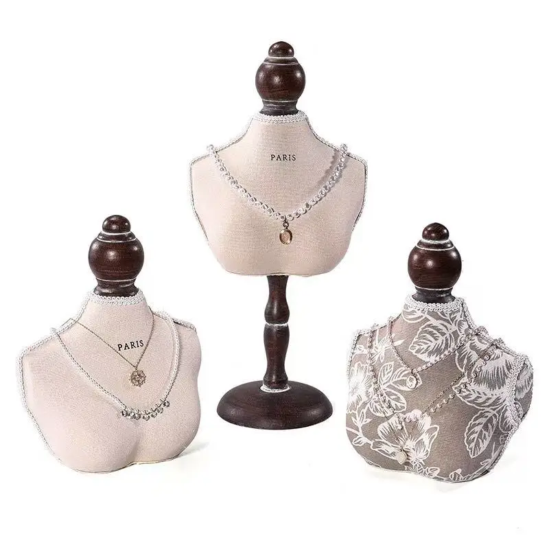 Jewelry Mannequin Bust Necklace Display Stand Velvet Portrait Model For Pendant Earring Jewelry Photo Prop Retail Shop Window Co
