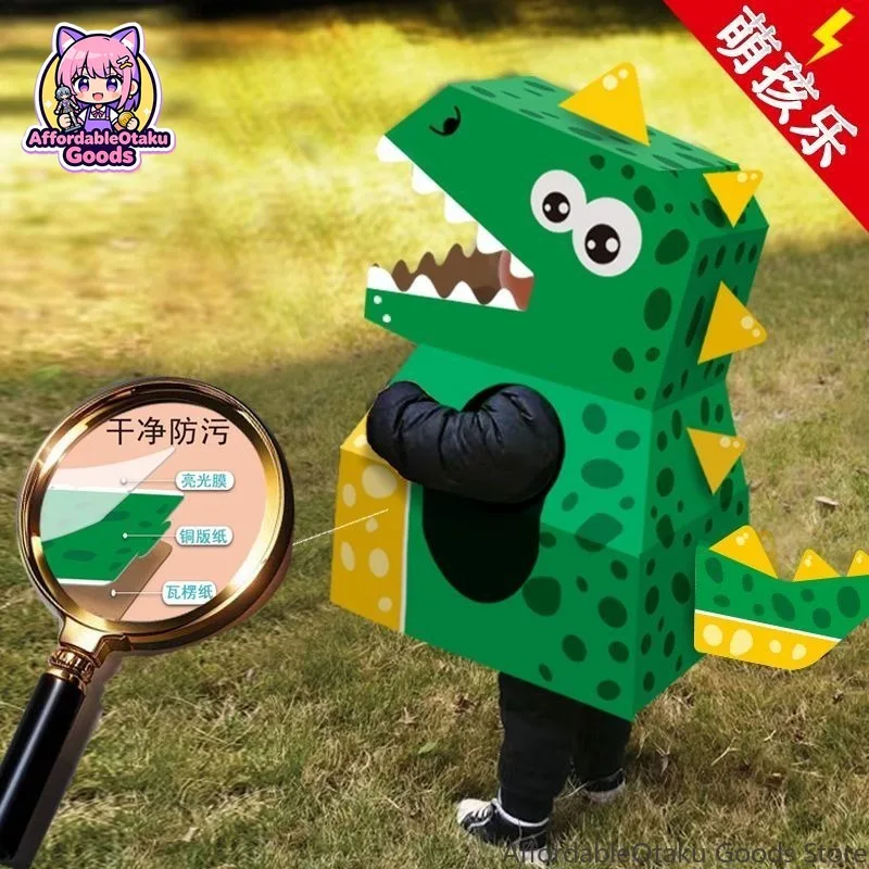 DIY Wearable Cardboard T-Rex Costume, Extra Large Corrugated Suit, Parent-Child Assembly Role Play Birthday Gift for Boys Girls